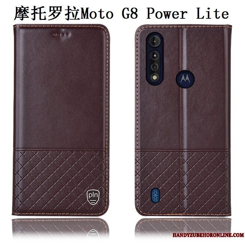 Etui Moto G8 Power Lite Læder Blå Anti-fald, Cover Moto G8 Power Lite Telefon