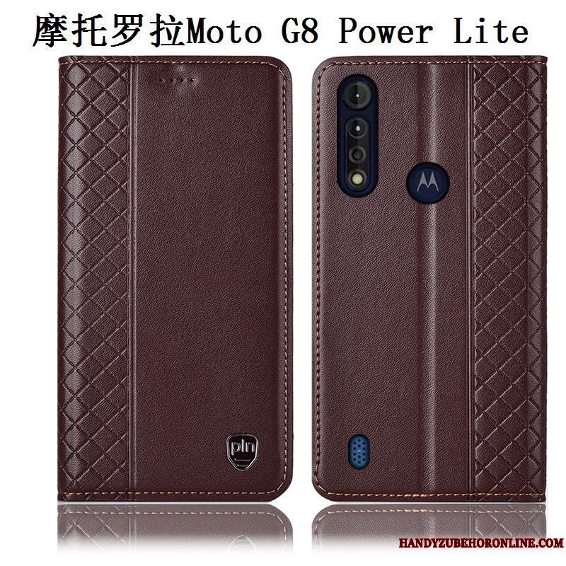 Etui Moto G8 Power Lite Tasker Telefonbrun, Cover Moto G8 Power Lite Beskyttelse Anti-fald