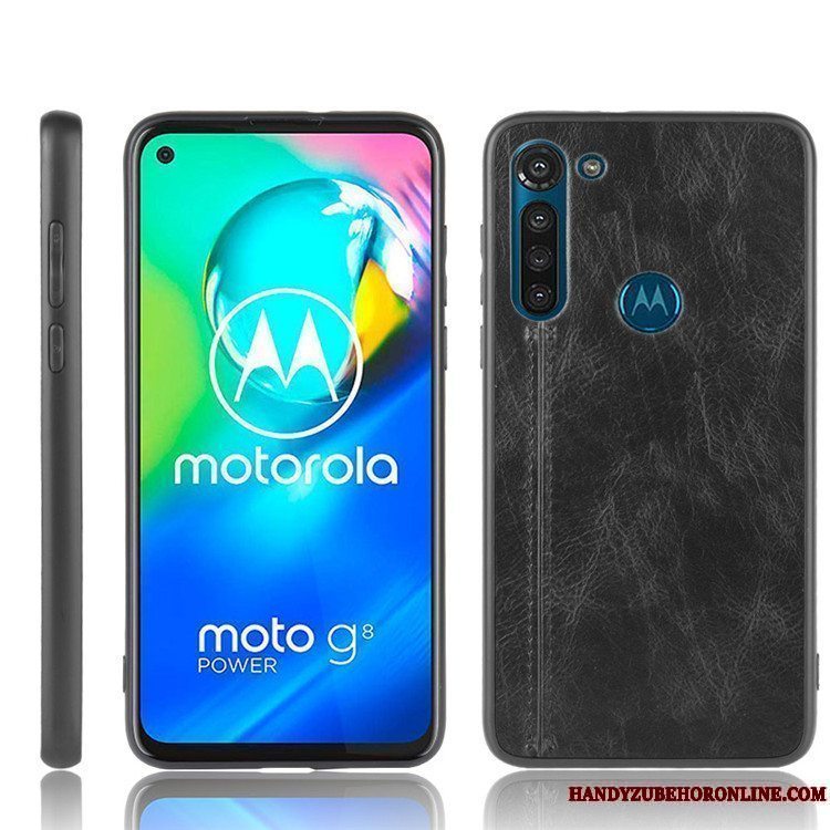 Etui Moto G8 Power Tasker Hård Trendy, Cover Moto G8 Power Læder Telefonsort