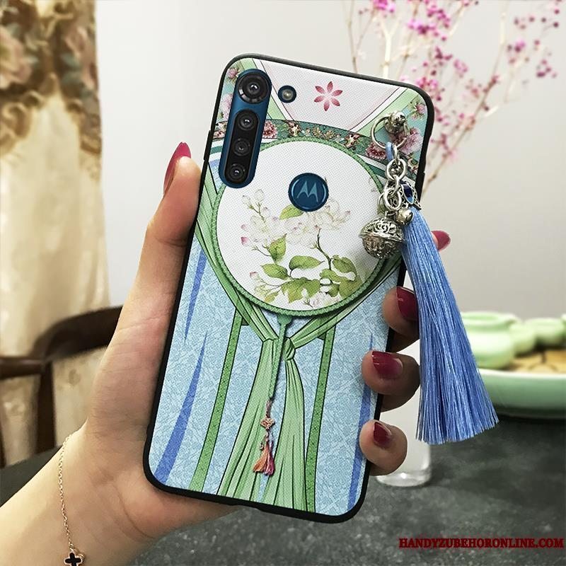 Etui Moto G8 Power Vintage Tassel Telefon, Cover Moto G8 Power Support Palads Hængende Ornamenter