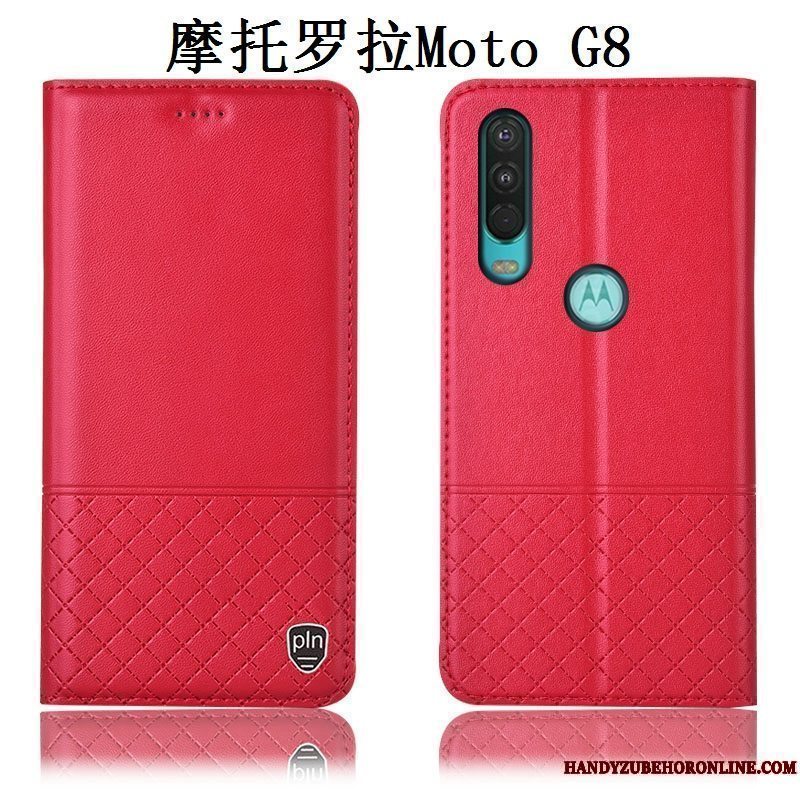 Etui Moto G8 Tasker Brun Telefon, Cover Moto G8 Beskyttelse Anti-fald