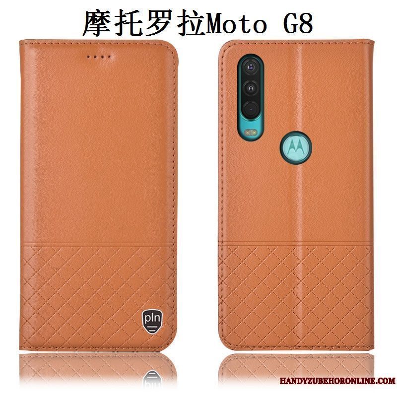 Etui Moto G8 Tasker Brun Telefon, Cover Moto G8 Beskyttelse Anti-fald