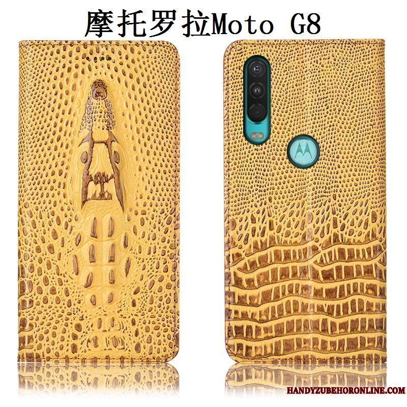 Etui Moto G8 Tasker Gul Anti-fald, Cover Moto G8 Beskyttelse Telefon