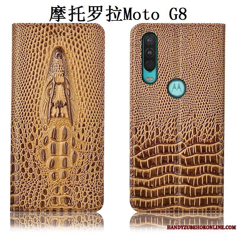 Etui Moto G8 Tasker Gul Anti-fald, Cover Moto G8 Beskyttelse Telefon