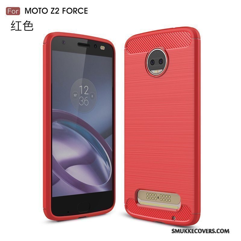 Etui Moto Z2 Force Edition Blød Rød Telefon, Cover Moto Z2 Force Edition Silikone Anti-fald Til