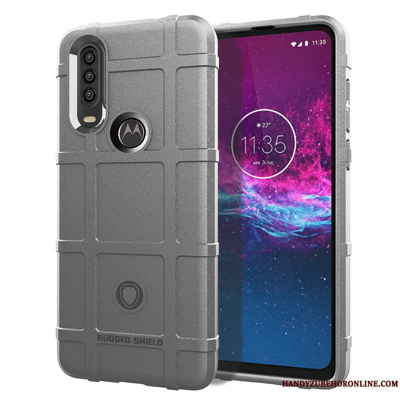 Etui Motorola One Action Blød Anti-fald Pu, Cover Motorola One Action Tasker Sort Telefon