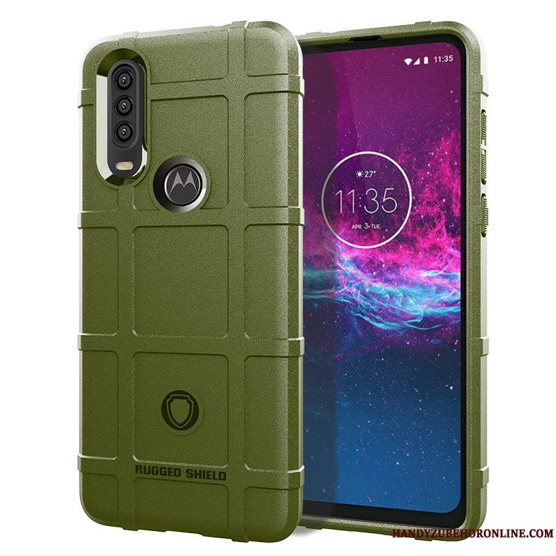 Etui Motorola One Action Blød Anti-fald Pu, Cover Motorola One Action Tasker Sort Telefon