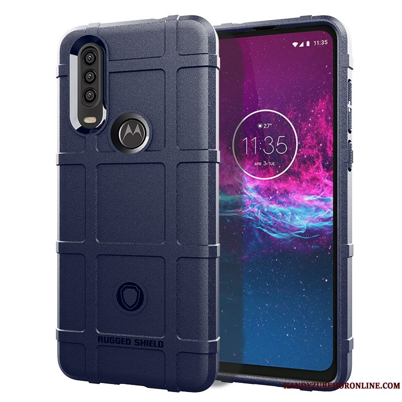 Etui Motorola One Action Blød Anti-fald Pu, Cover Motorola One Action Tasker Sort Telefon