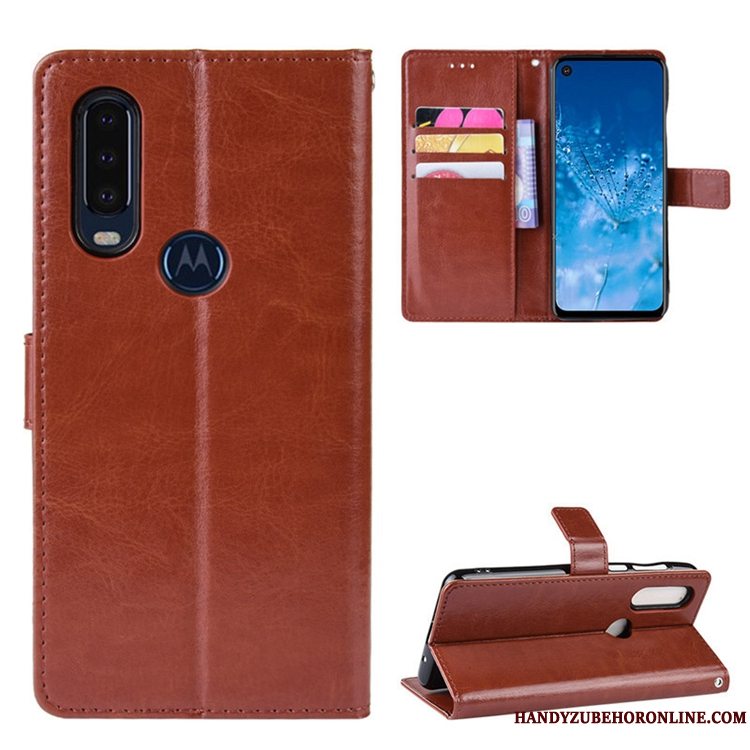 Etui Motorola One Action Folio Magnetisk Spænde Rød, Cover Motorola One Action Læder Telefon