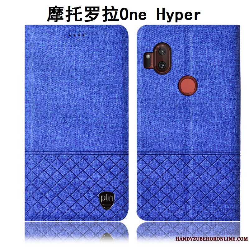 Etui Motorola One Hyper Beskyttelse Anti-fald Telefon, Cover Motorola One Hyper Læder Grå Bomuld Og Linned