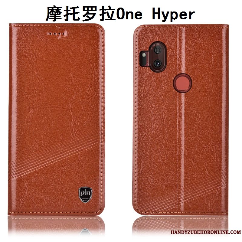 Etui Motorola One Hyper Beskyttelse Brun Anti-fald, Cover Motorola One Hyper Læder Telefon