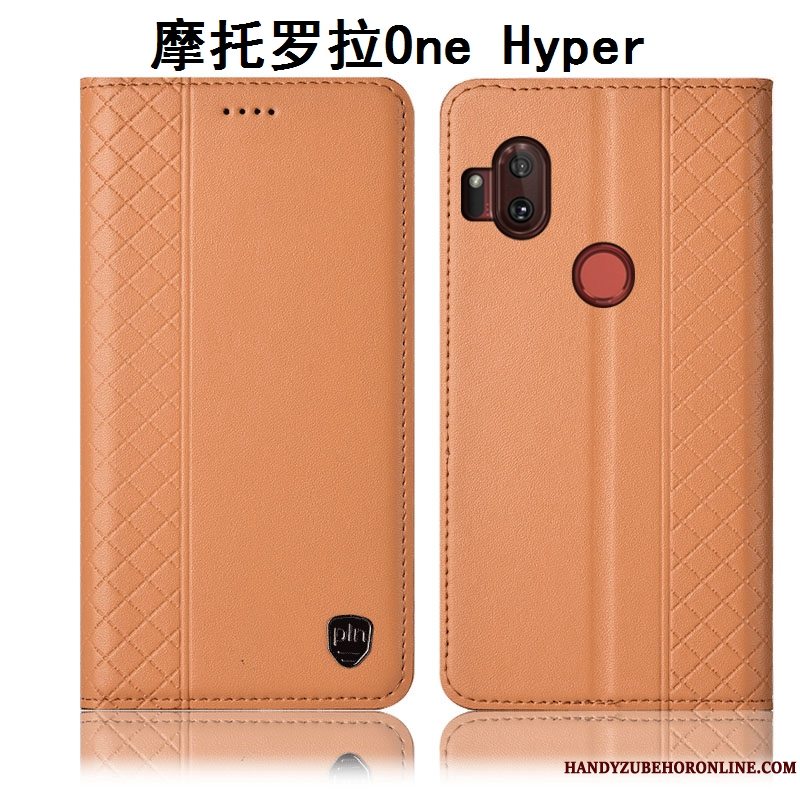 Etui Motorola One Hyper Beskyttelse Gul Anti-fald, Cover Motorola One Hyper Læder Telefon