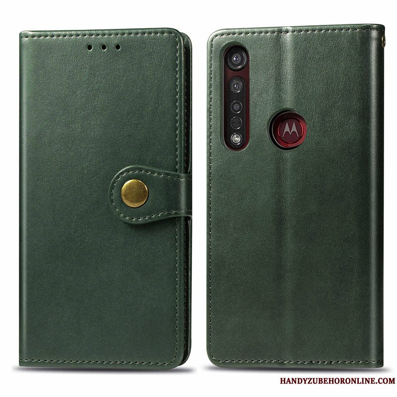 Etui Motorola One Macro Beskyttelse Hængende Ornamenter Telefon, Cover Motorola One Macro Læder Business Rød