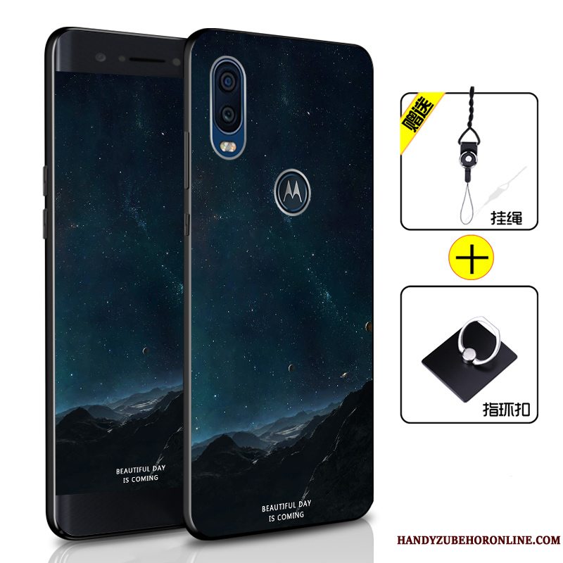 Etui Motorola One Vision Beskyttelse Mørkeblå Telefon, Cover Motorola One Vision Silikone Anti-fald