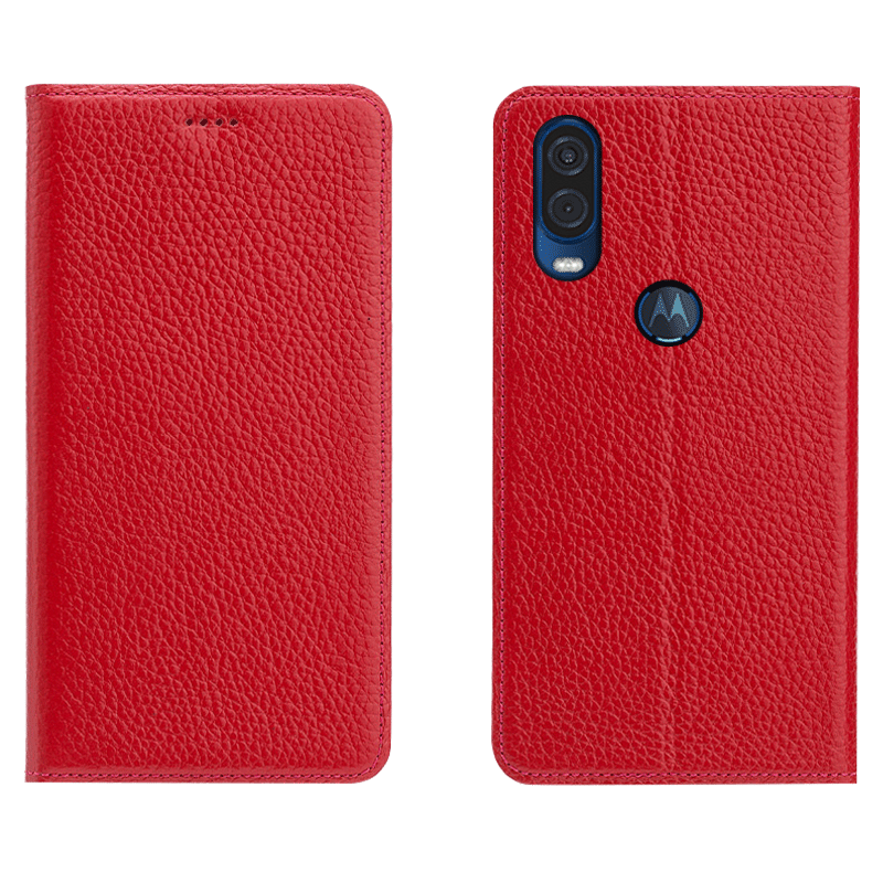 Etui Motorola One Vision Tasker Mønster Telefon, Cover Motorola One Vision Beskyttelse Blå Litchi