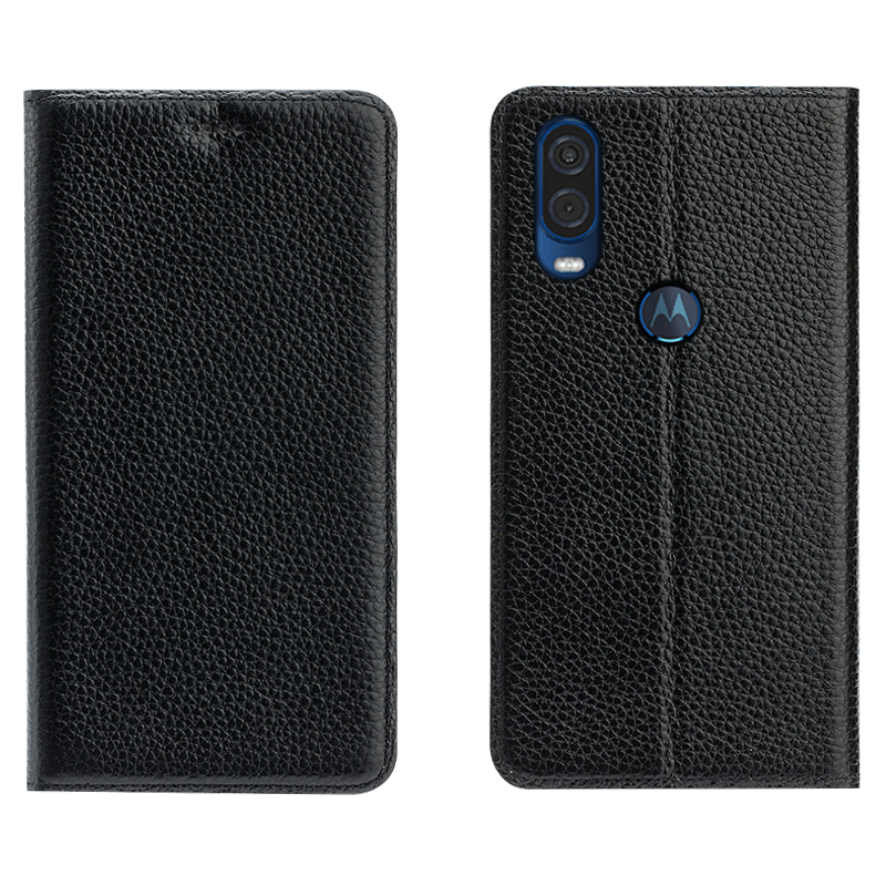 Etui Motorola One Vision Tasker Mønster Telefon, Cover Motorola One Vision Beskyttelse Blå Litchi