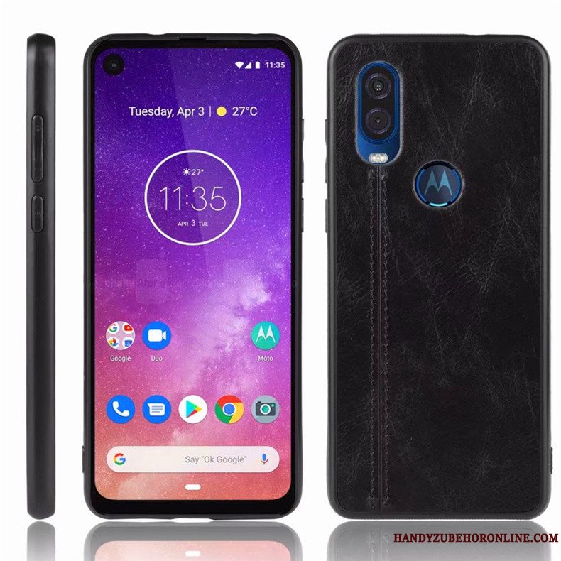 Etui Motorola One Vision Tasker Telefonblå, Cover Motorola One Vision Beskyttelse Anti-fald