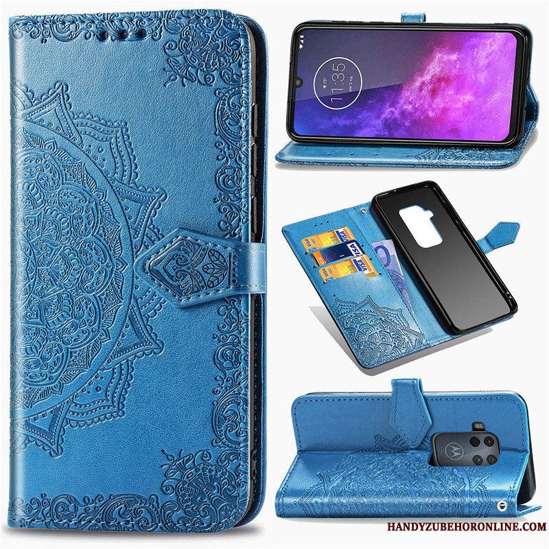 Etui Motorola One Zoom Beskyttelse Hængende Ornamenter Sort, Cover Motorola One Zoom Folio Prægning Telefon