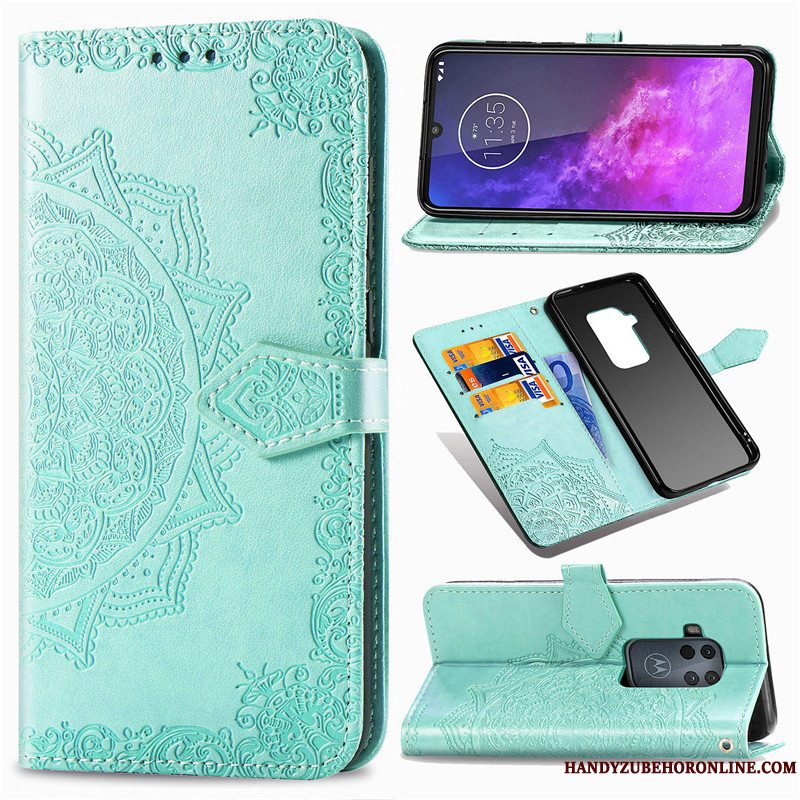 Etui Motorola One Zoom Beskyttelse Hængende Ornamenter Sort, Cover Motorola One Zoom Folio Prægning Telefon