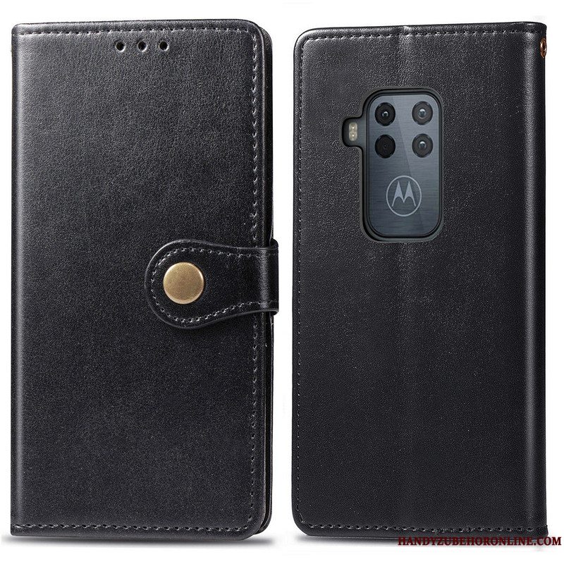 Etui Motorola One Zoom Folio Solid Farve Simple, Cover Motorola One Zoom Læder Business Hængende Ornamenter