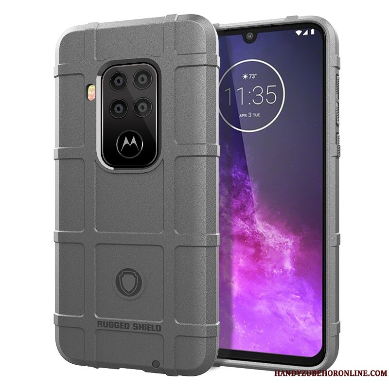 Etui Motorola One Zoom Silikone Pu Anti-fald, Cover Motorola One Zoom Beskyttelse Telefonsort