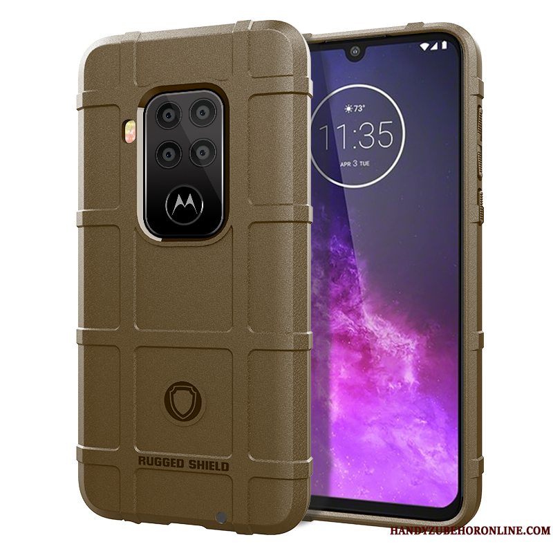 Etui Motorola One Zoom Silikone Pu Anti-fald, Cover Motorola One Zoom Beskyttelse Telefonsort