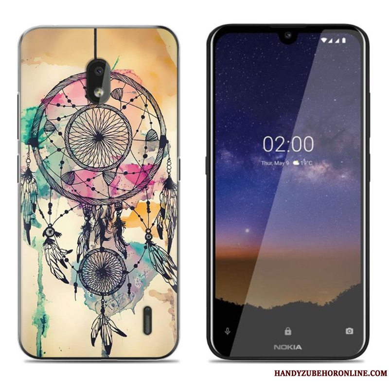 Etui Nokia 2.2 Blød Anti-fald Grøn, Cover Nokia 2.2 Cartoon Gennemsigtig Telefon