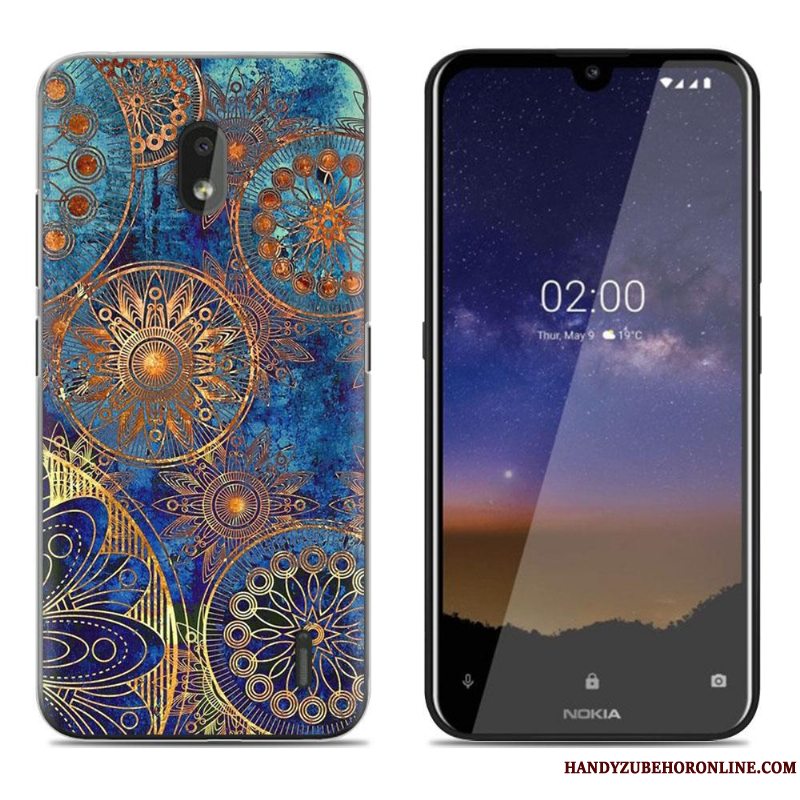 Etui Nokia 2.2 Blød Anti-fald Grøn, Cover Nokia 2.2 Cartoon Gennemsigtig Telefon