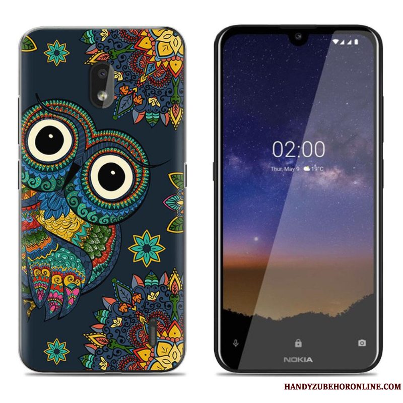 Etui Nokia 2.2 Blød Anti-fald Grøn, Cover Nokia 2.2 Cartoon Gennemsigtig Telefon