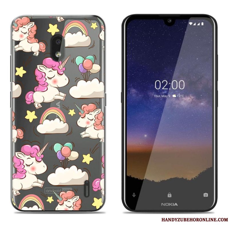 Etui Nokia 2.2 Blød Anti-fald Grøn, Cover Nokia 2.2 Cartoon Gennemsigtig Telefon