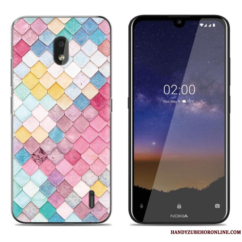 Etui Nokia 2.2 Blød Anti-fald Grøn, Cover Nokia 2.2 Cartoon Gennemsigtig Telefon