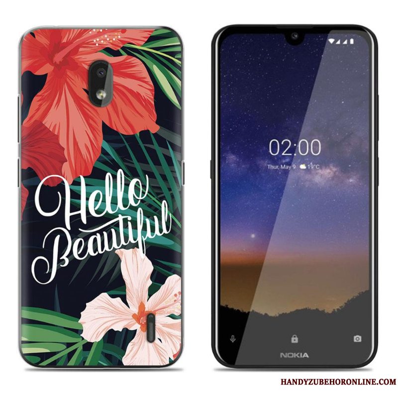 Etui Nokia 2.2 Blød Anti-fald Grøn, Cover Nokia 2.2 Cartoon Gennemsigtig Telefon