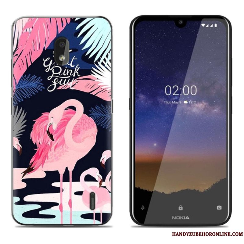 Etui Nokia 2.2 Blød Anti-fald Grøn, Cover Nokia 2.2 Cartoon Gennemsigtig Telefon