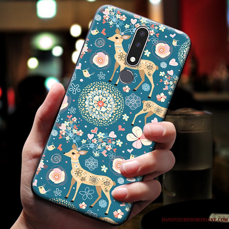 Etui Nokia 3.1 Plus Cartoon Lille Sektion Telefon, Cover Nokia 3.1 Plus Relief Hjorte Hængende Ornamenter