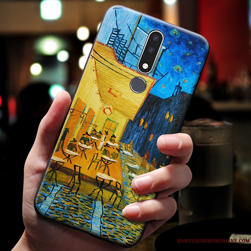 Etui Nokia 3.1 Plus Cartoon Lille Sektion Telefon, Cover Nokia 3.1 Plus Relief Hjorte Hængende Ornamenter