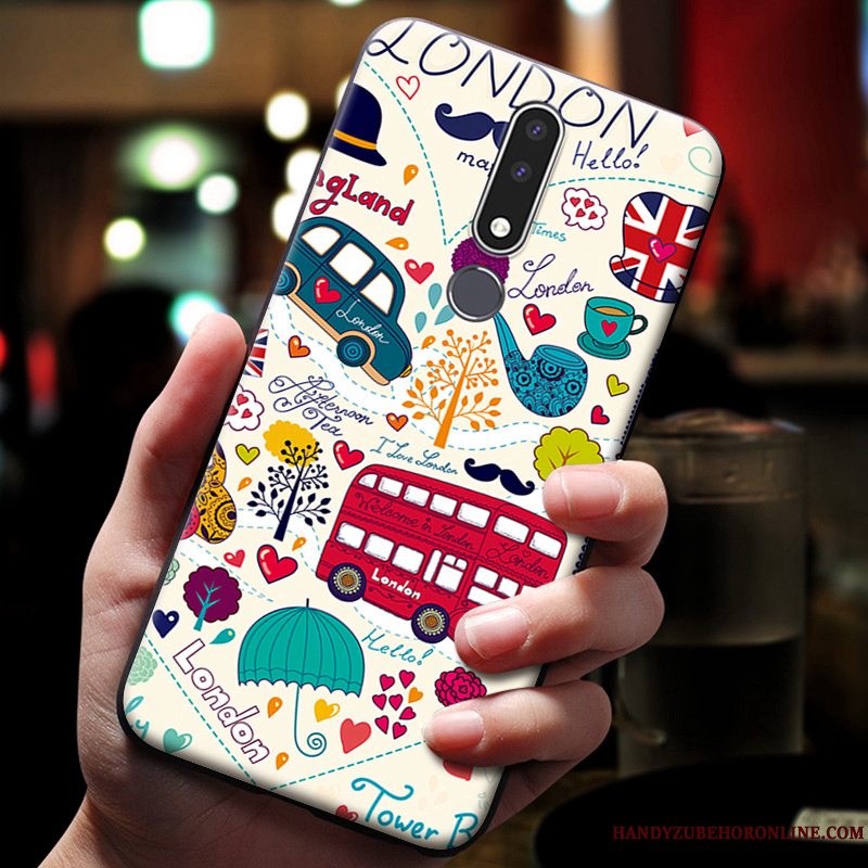 Etui Nokia 3.1 Plus Cartoon Lille Sektion Telefon, Cover Nokia 3.1 Plus Relief Hjorte Hængende Ornamenter