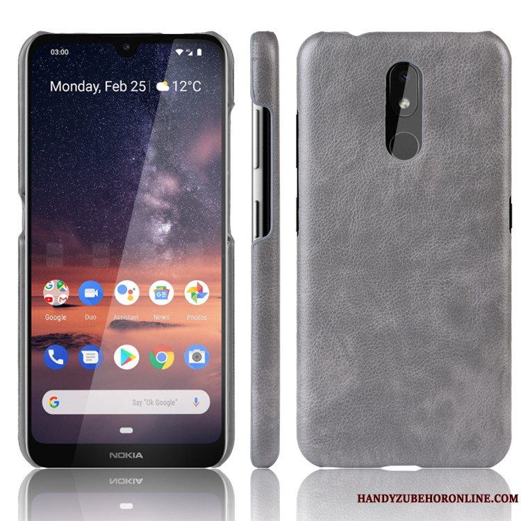 Etui Nokia 3.2 Læder Litchi Telefon, Cover Nokia 3.2 Tasker Rød Kvalitet