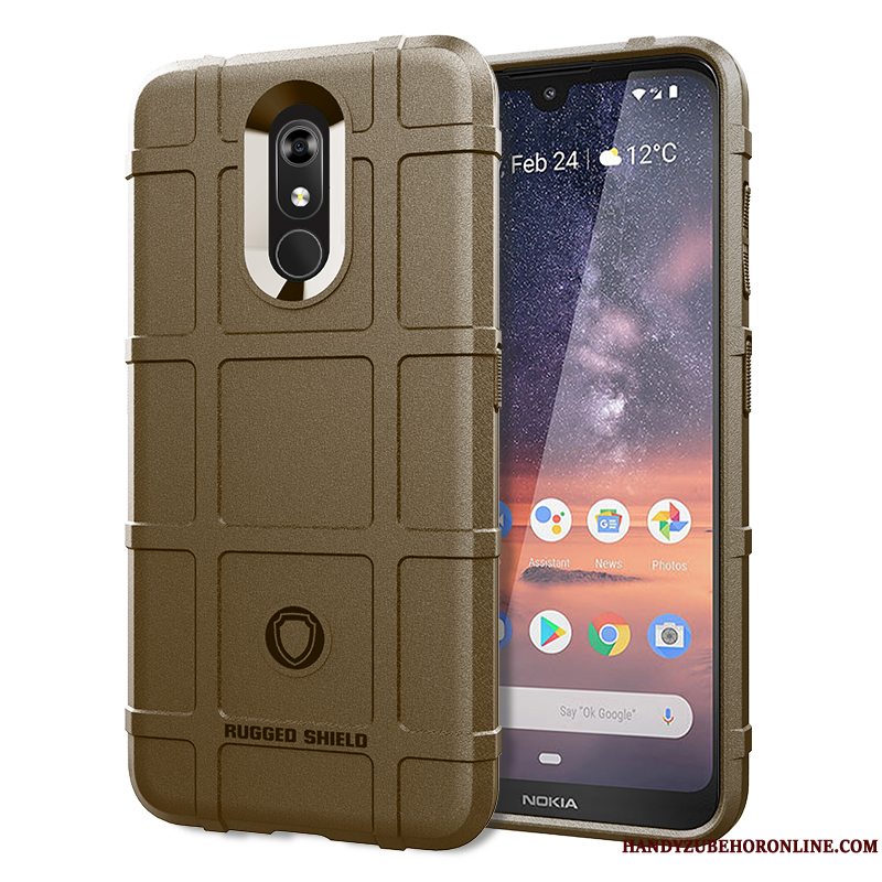 Etui Nokia 3.2 Tasker Tre Forsvar Blå, Cover Nokia 3.2 Beskyttelse Mønster Nubuck