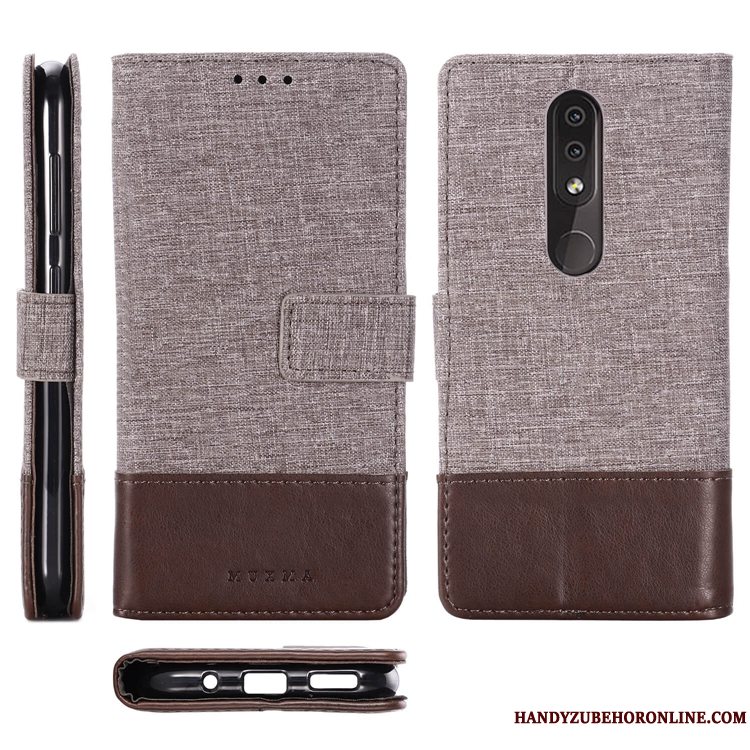 Etui Nokia 4.2 Læder Mønster Anti-fald, Cover Nokia 4.2 Folio Sort Klud