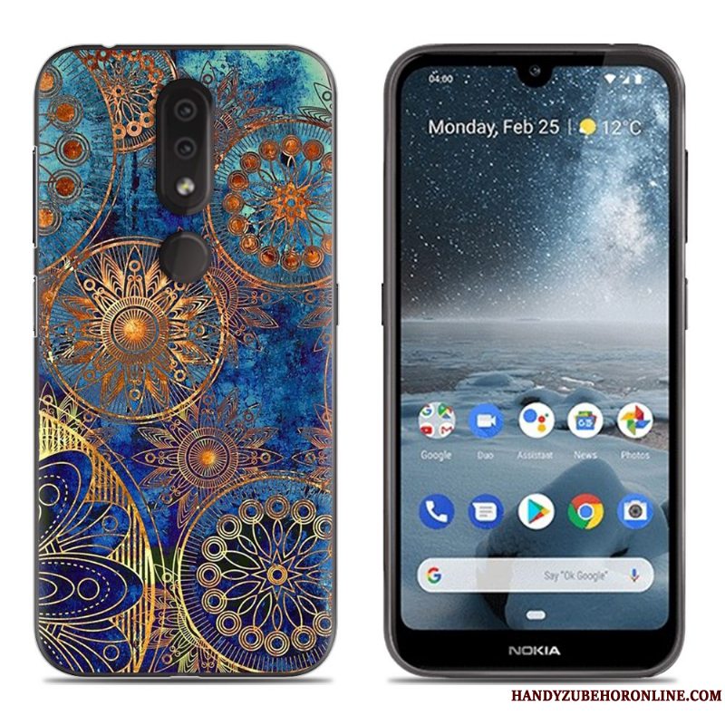 Etui Nokia 4.2 Tasker Blå Telefon, Cover Nokia 4.2 Blød Anti-fald