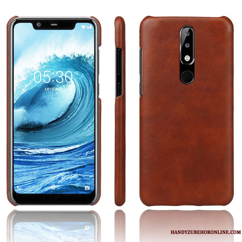 Etui Nokia 5.1 Plus Læder Trend Kvalitet, Cover Nokia 5.1 Plus Beskyttelse Dyb Farve Anti-fald