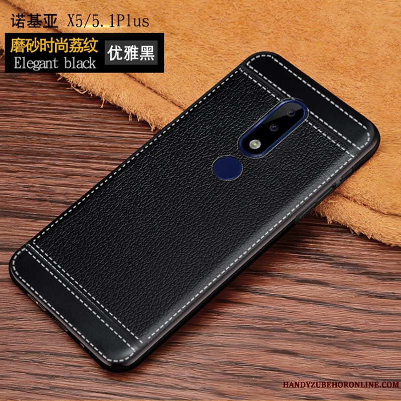 Etui Nokia 5.1 Plus Mode Trend Business, Cover Nokia 5.1 Plus Læder Lyserød Telefon