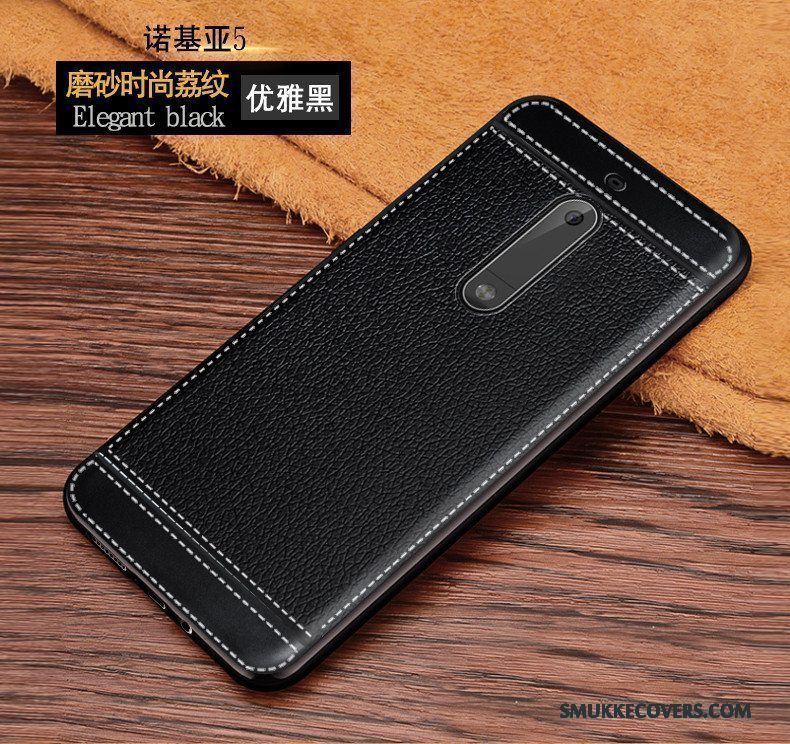 Etui Nokia 5 Læder Lyserød Nubuck, Cover Nokia 5 Silikone Telefonbrun