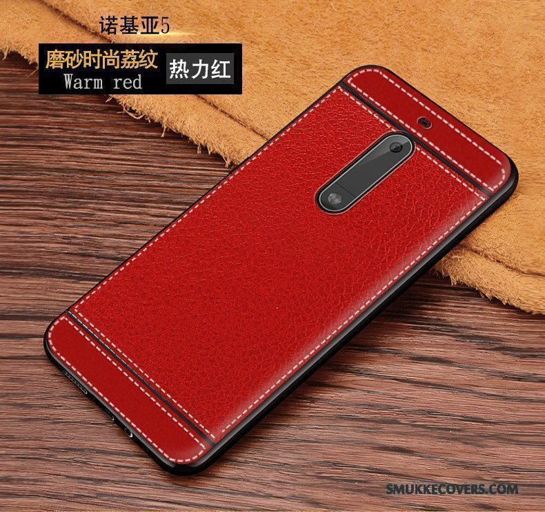 Etui Nokia 5 Læder Lyserød Nubuck, Cover Nokia 5 Silikone Telefonbrun