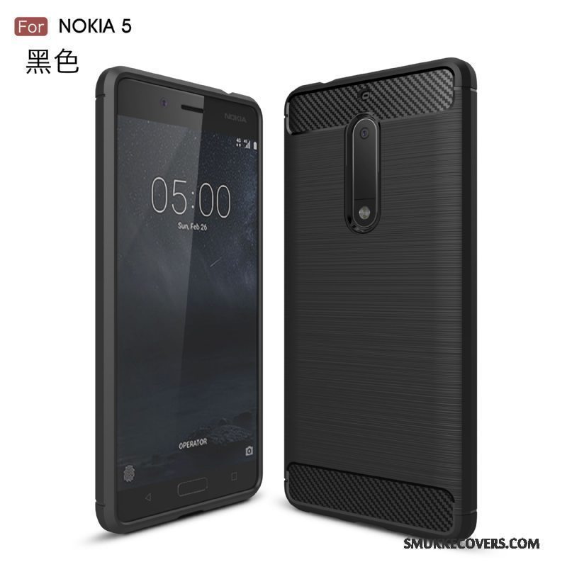 Etui Nokia 5 Tasker Sort Telefon, Cover Nokia 5 Silikone Anti-fald Nubuck