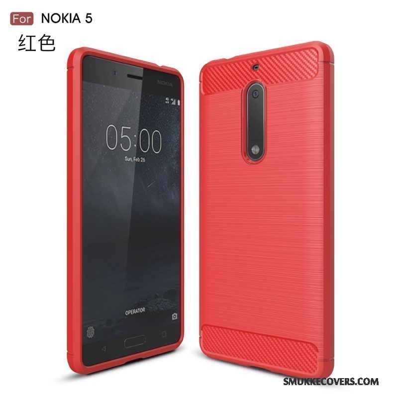 Etui Nokia 5 Tasker Sort Telefon, Cover Nokia 5 Silikone Anti-fald Nubuck