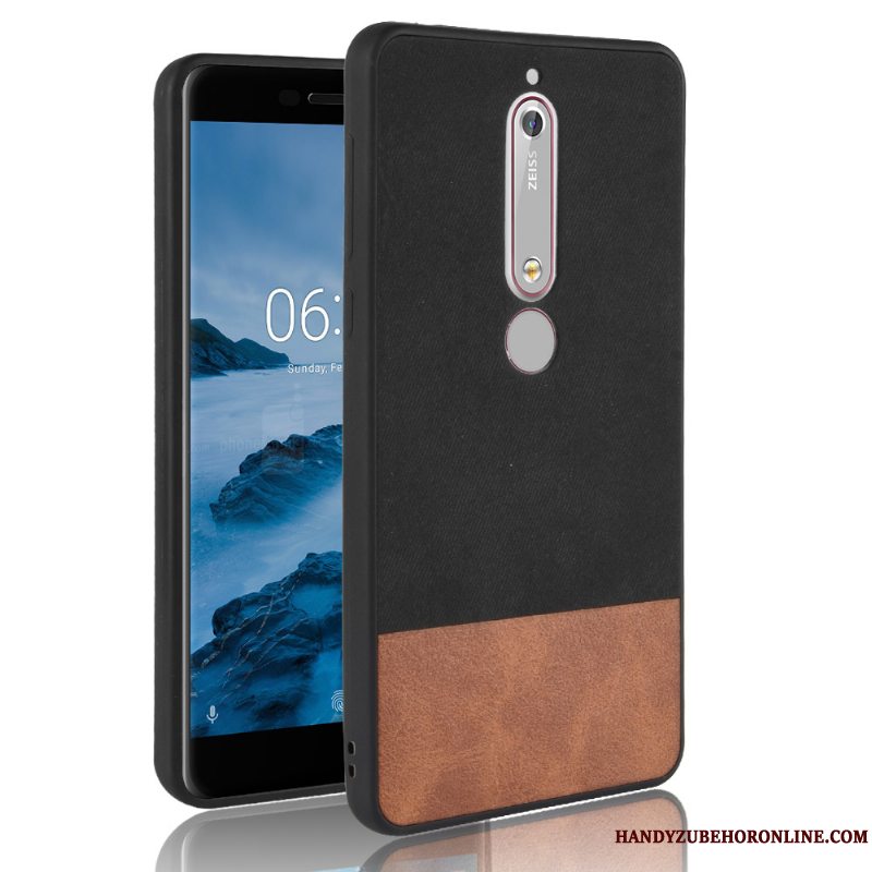 Etui Nokia 6.1 Blød Rød Blandede Farver, Cover Nokia 6.1 Tasker Denim Telefon