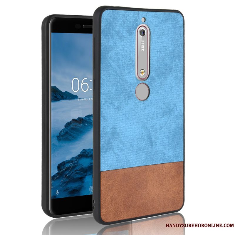 Etui Nokia 6.1 Blød Rød Blandede Farver, Cover Nokia 6.1 Tasker Denim Telefon