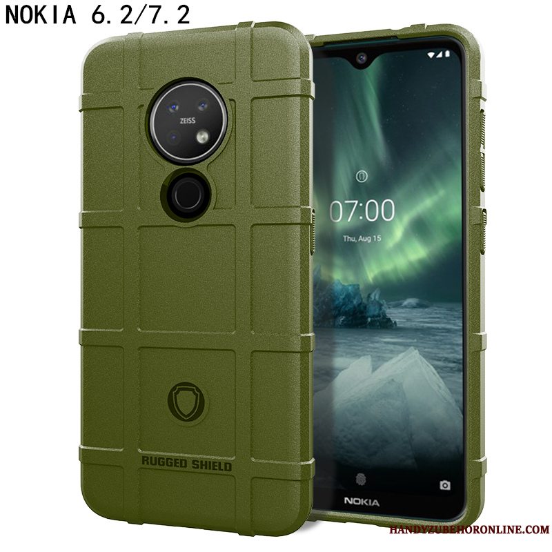 Etui Nokia 6.2 Beskyttelse Skridsikre Bil, Cover Nokia 6.2 Tasker Tre Forsvar Grøn