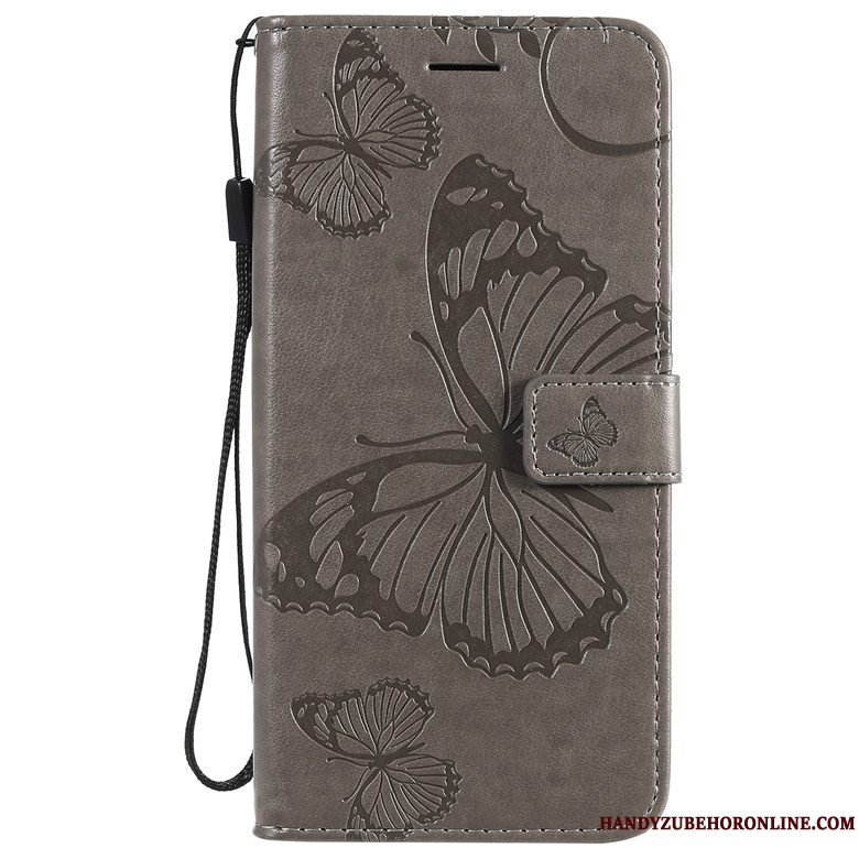 Etui Nokia 6.2 Folio Telefonsommerfugl Blomster, Cover Nokia 6.2 Læder Blå Anti-fald